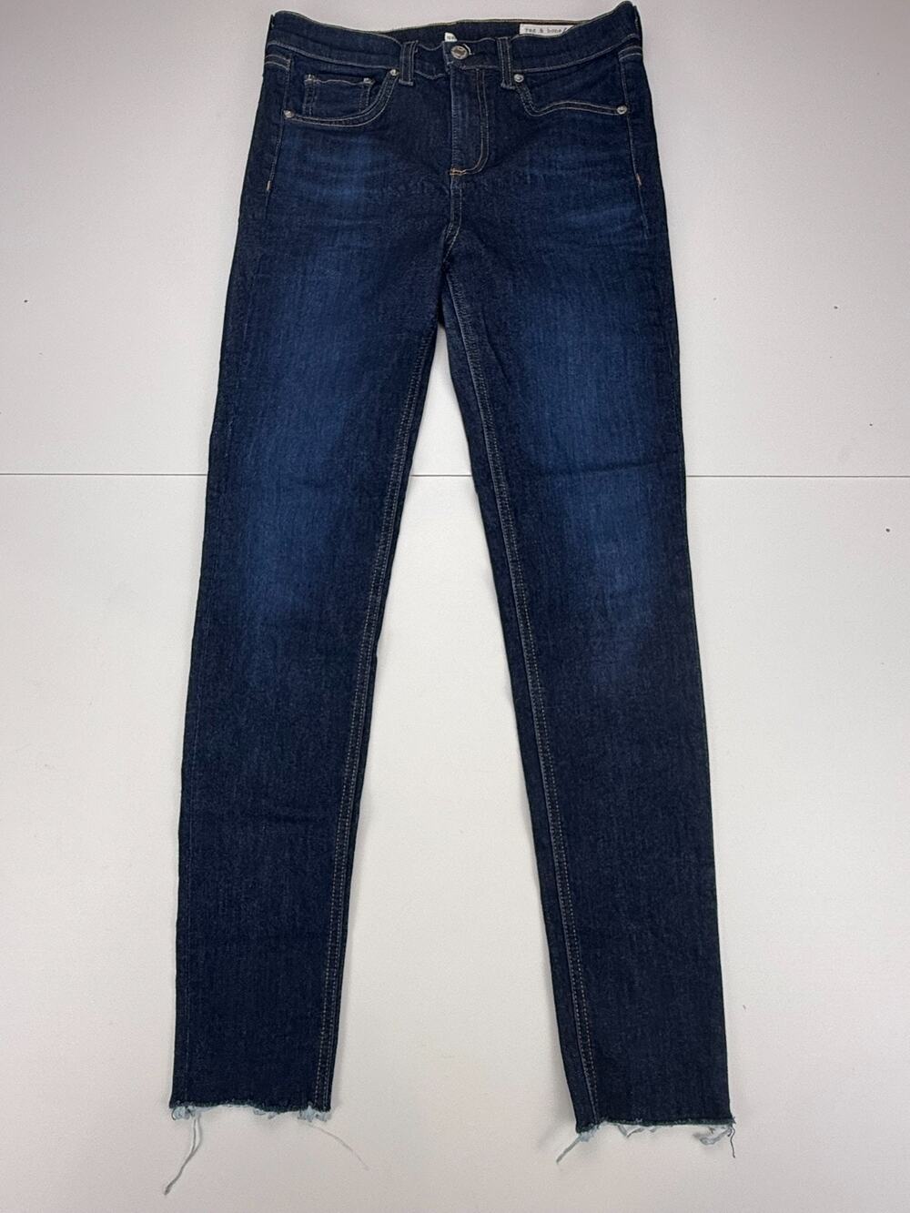Rag & Bone JEAN Womens 26 Skinny Jeans Dark Wash Raw Hem Stretch Denim USA